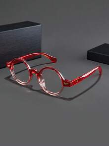 1 件男士时尚眼镜，新款圆框铆钉拼色休闲百搭轻便经典百搭风格，适合上网、办公、电脑、电话、读书、游戏 - 無色 - 查看 8