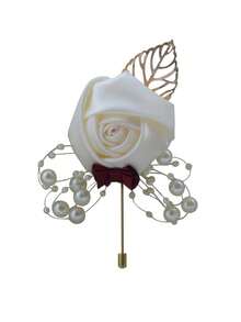 1 PCBridal And Groom Simulation Flower Chest Flower Brooch Flower Wedding Corsage Companion Gift Halloween Christmas - Multicolor - View 1