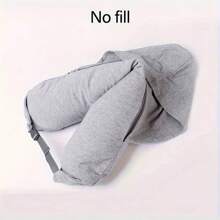 1 pieza Almohada de viaje con capucha, Almohada de cuello plegable, Bolsa de almacenamiento para almohada de viaje rellenable, Funda de almohada de cuello suave, Artículos de viaje empacables