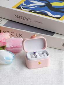 1pc Mini Portable Travel Minimalist Leather Jewelry Storage Box, Can Store Rings, Necklaces, Earrings, Ideal Gift For Holidays, Also Can Be Used As Jewelry Box, Storage Bag, Makeup Brush Holder, Perfume Organizer, Perfect Gift For Women, Christmas And Ladies