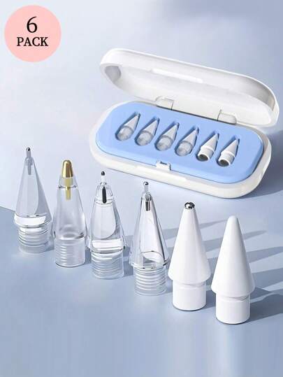 Compatible With Apple Pencil Tips, Upgraded 6 Pack Replacement Pencil Tips With Case, No Wear Out Fine Point Precise Control Metal Pencil Nibs Compatible With Apple Pencil 1st Gen/2nd Gen/USB C/IPad Pro Pencil