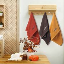 Peryiter - 3 toallas de mano para decoración de baño, de algodón de 14 x 29 pulgadas, rústico, bordadas para decoración de cocina bohemia, regalo cristiano inspirador (serie café, bendito agradecido) - Naranja Otoño - Ver 4