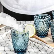 ARISE - Set de 6 Vasos de Colores SIDARI 270ml – Morado, Azul y Transparente – Vasos de Vidrio Elegantes para Agua, Jugo, Refresco o Cócteles – Perfectos para Fiesta, Cena, Picnic o Uso Diario - Azul - Ver 1