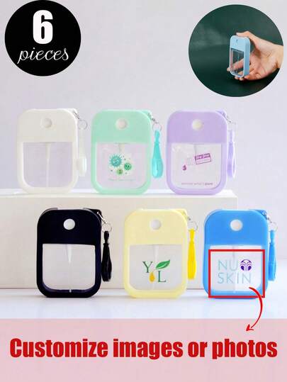 6 Pieces/1 Piece Of Customized Pattern 35ml Small Capacity Handheld Card Spray Bottle Perfume Separate Bottle Mosquito Repellent Fragrance Bottle Disinfection Spray Bottle Sunscreen Spray Separate Bottle, With Buckle Can Be Carried At Any Time, Suitable For Customizing Your Patterns Or Photos, Daily Home Travel, Suitable For Mass Customization Of Patterns Festival Gifts Celebration Gifts Prizes
