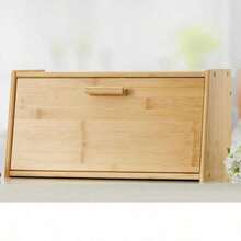 Bread Bin Bamboo Wooden Bread Storage Box Lift Up Lid Loaf Food Container Home Kitchen Utensils Food Storage - Default - View 1