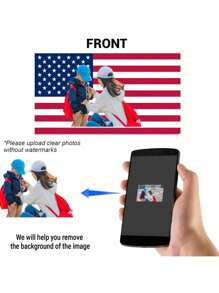 1pc Customized American Flag, Customizable Flag, Add Your Own Photos And Text, Also Suitable For Customized Tapestry, Garden Flag, Applicable For Birthday, Wedding, Valentine's Day, Halloween, Christmas, Party, Father's Day, Mother's Day, Easter, New Year, Thanksgiving, Home Decor, Bedroom Aesthetics, Wall Art, Graduation Ceremony, Tea Room, Bedroom, Living Room, Anniversary, Home Decoration, Sofa, Bed, Car, Tea Room, Bedroom, Living Room, Outdoor, Garden - Blue American Flag - View 4