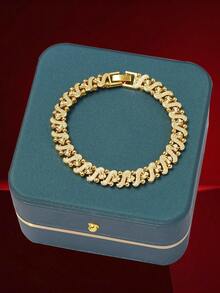 1 件优雅迪拜风格百搭镀金叶子手链，适合女性日常佩戴 - 金黃色 - 查看 10