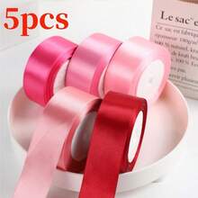 5 卷 4 厘米手工玫瑰缎带，婚礼椅装饰，礼盒包装，花卉丝带，彩虹色，毕业派对，单身派对，蝴蝶结制作 - 彩色 - 查看 7