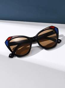 复古猫眼时尚眼镜，男女皆宜 - 波西米亚风格撞色塑料镜框，经典设计，适合户外、旅行、海滩和日常佩戴，夏季遮阳，具有装饰魅力的蝴蝶形状