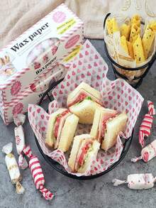 10/50/100张食品包装纸 防油纸 面包三明治汉堡鸡肉卷蜡纸烘焙工具情人节爱心玫瑰包装纸 - 食品包裝紙(OPP袋裝) - 查看 3