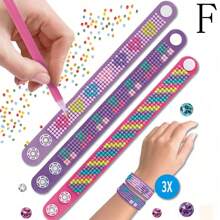 2/3pcs Creative DIY Diamond Painting Bracelets, Dotted Diamond Wristbands, Children EVA Handmade Diamond Stickers, Handmade DIY Snap Bracelets, Educational Toy Set, Perfect Gift For Girls - Gift, Christmas Gift, Holiday/Birthday Gift, Gift, Toy - Multicolor - View 9