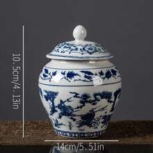 1 Tarro de almacenamiento de porcelana azul y blanco vintage con capacidad de agua de 500ml/1000ml, con lata de té sellada de cerámica de color esmaltado, adecuado para cajas de te, decoraciones de escritorio, frascos de almacenaje para el hogar, accesorios de t - Multicolor - Ver 14