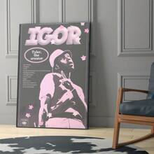 1 Pc Canvas Painting,IGOR, Creator, Album, Poster, Columbia,Wood Framed Painting (1) Thickness 2.5 Cm/ 1 Inch-Home Decoration For All Occasions,Ideal New Year, Valentine's Day,Thanksgiving,Easter,Christmas Gift,Room Decoration Aesthetic,Wall Decoration Art,Perfect Gift,Autumn And Winter Wall Decoration,Living Room Decoration, Bedroom Decoration, Kitchen Decoration, Entry Decoration, Bathroom Decoration, Direct Wall Painting, High Quality Wall Painting Poster,Modern Home Decoration Stretched And Framed Ready To Hang - 黑色 - 查看 3