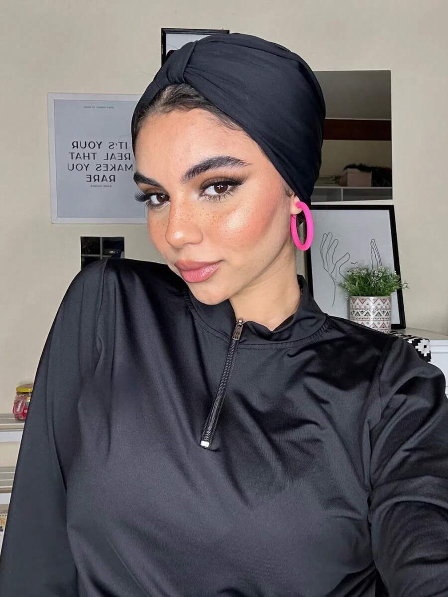 1 Stück Damen Einfarbiger Turban Kopftuch, rutschfeste atmungsaktive Chemo Kappe, Hijab geeignet für Urlaub und täglichen Gebrauch zu Kleidern