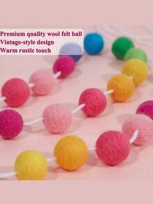 Felt Ball Garland Colourful Pom Pom Garland Handmade Felt Ball Garland For Wall Christmas Tree Decoration (Rainbow) - Multicolor - View 4