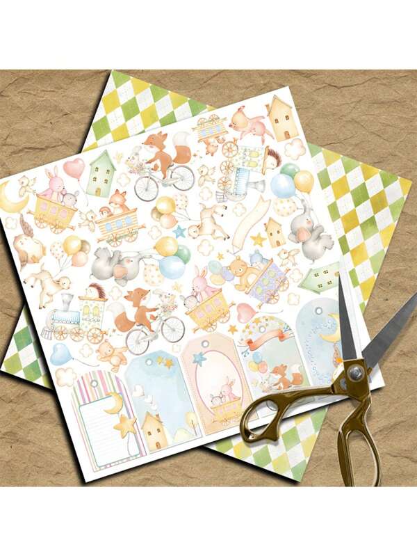 12pcs Dreamy Childhood Creative Cartoon Scrapbooking Decorative Sticker Sheets