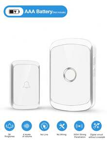 1 Set Wireless Doorbell, Long Range High Volume Home Wireless Doorbell, 60 Melodies 5 Volume Levels Doorbell Kit, Suitable For Garden, Living Room, Garage, Bedroom Chime Caller - Multicolor - View 2