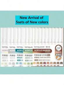 Languo 9支装丙烯颜料马克笔套装,720色可混色软头,适用于绘画、DIY手工、学校美术用品、绘画课程、返校季 - 彩色 - 查看 29