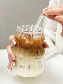 1pc 500ml Glass Coffee Cup, Available For Home Use, Drink Beverage Milk Tea Cup, Suitable For Hot/Cold Drinks, Transparent , Perfect For Coffee, Tea, Milk, Juice Espresso, Birthday Gift, Household Goods,