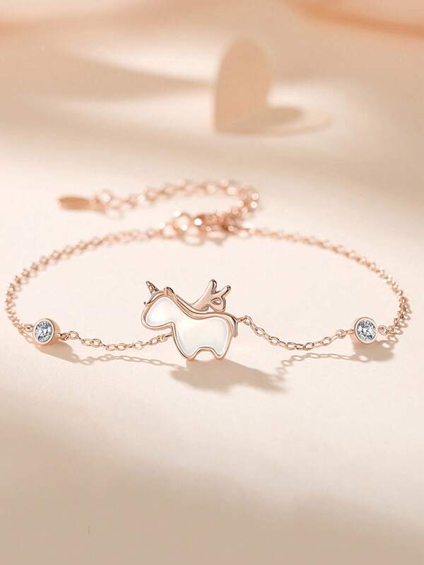 1 pièce Bracelet polyvalent et en argent sterling S925 couleur licorne et or rose
