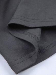 GRDR 男士休闲亨利领短袖T恤，夏季 - 深灰色 - 查看 6