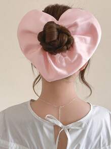 4条装纯色优雅复古宫廷风涤纶缎面心形发圈，高弹力发绳，时尚浪漫设计，适合女孩，是情人节、旅行、摄影配件、马尾辫发圈、洗脸发饰、头饰、化妆家居健身女性配饰头饰的理想之选。