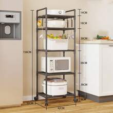 1pc Improved Space Saving Tall Metal Storage Rack, Bathroom Vanity Organizer, Multi-Tier Floor Stand For Toilet, Sink, Movable, Easy Assembly, Suitable For Bathroom, Kitchen, Office, Study, Living Room