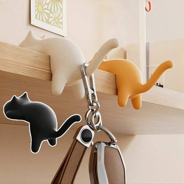 [Ins Style No Drill] Cute Cat Desktop Hook | Key, Backpack, Cable, Cup Multi-Function Hanger (Student Dorm/Office Desk Storage Organizer + Decorative Accessory)