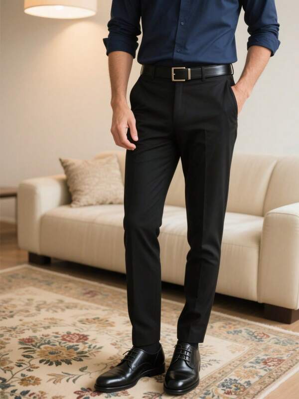 1pc Men's Solid Color Pocket Casual/Formal Business Dress Pants, Comfortable For Daily Commute