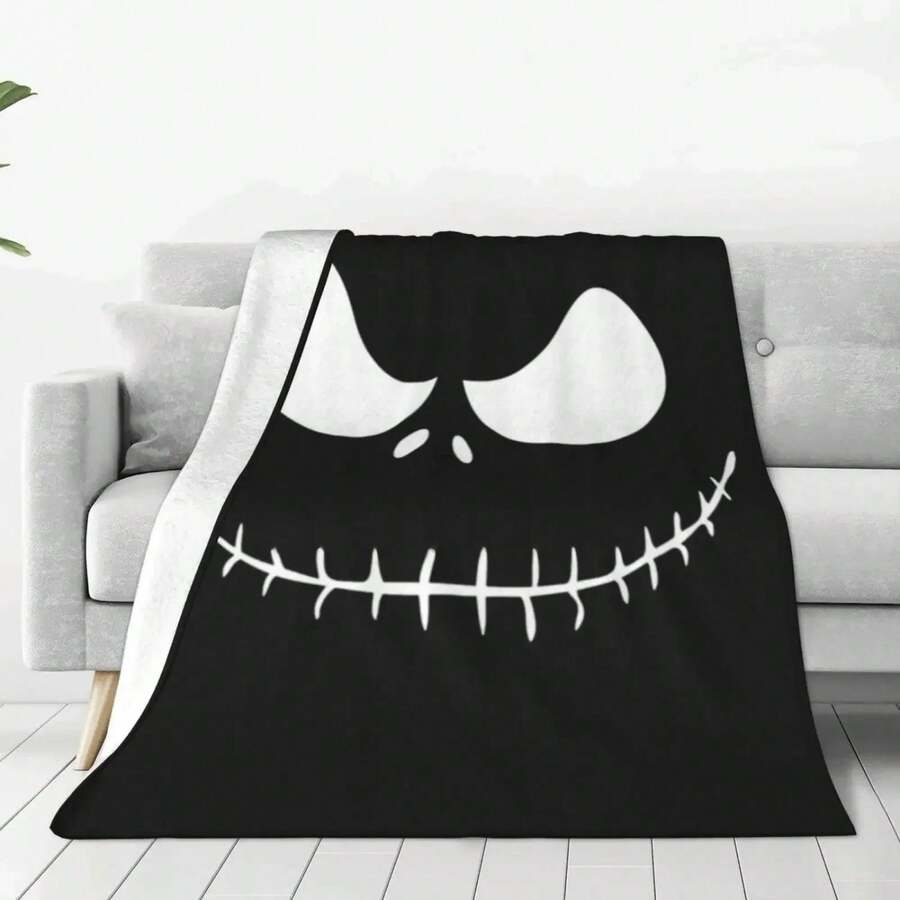 Skellington White  Style Funny Fashion Soft Throw Blanket Halloween Jack  Skellington Danny Elfman Film Media - wxy-20250226000124 - 查看 1