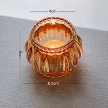 1/4 件复古玻璃烛台，复古玻璃许愿烛台 - 琥珀色烛台，适合烛光晚餐、派对装饰、茶灯、婚礼、派对礼物， - 彩色 - 查看 11