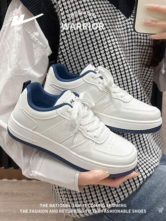 WARRIOR 1 par damskor med snörning, sportiga lågskor för utomhusbruk, halkfria, slitstarka, tjocka och bekväma platta skor