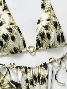 女士海滩扎染印花长裙和比基尼套装，优雅设计，撞色材质，适合毕业典礼、海滩、度假 - 多色 - 彩色 - 查看 7