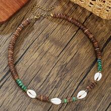 1 件男士复古做旧绿松石贝壳和宝石串珠项链，天然椰子冲浪者项链颈链礼物 - 彩色 - 查看 19