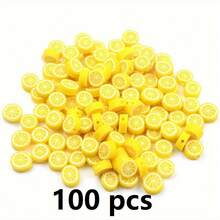 100pcs Soft Polymer Clay Lemon Slice Beads | DIY Jewelry Making, Bracelet & Accessory Spacer Beads, Citrus Themed Craft Supplies