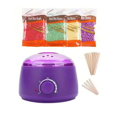 Wax Warmer Hair Removal Kit, Suitable For Hands, Feet & Body SPA Waxing, Includes Wax Pot, Wax Beans & Wooden Applicators