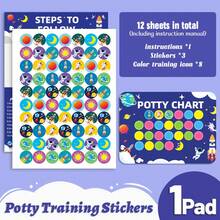 1pc Children's Potty Training Reward Sticker Chart, Toilet Habit Formation Stickers For Boys And Girls - Multicolor - View 12
