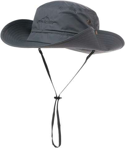 Comhats UPF 50 Hats Wide Brim Summer Mesh Hat Fishing Walking Hiking Boonie Hats Men Chin Strap Waterproof & Breathable