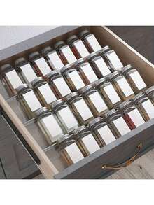 1pc/4pcs/8pcs Acrylic Slanted Spice Jars Organizer Rack, Expandable Kitchen Countertop Tray (Jars Not Included) - Multicolor - View 3