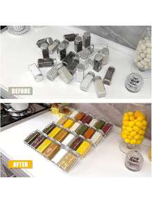 1pc/4pcs/8pcs Acrylic Slanted Spice Jars Organizer Rack, Expandable Kitchen Countertop Tray (Jars Not Included) - Multicolor - View 5