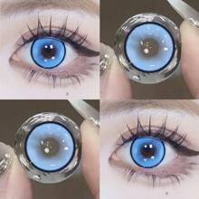 JeweLens 1 副泡泡角色扮演蓝色隐形眼镜动漫 14.5 毫米大直径软镜片