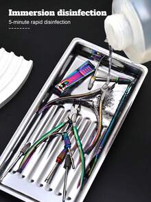Stainless Steel Disinfection Tray, High Temperature Resistant Manicure Tool Rectangular Holder, Thickened 304 Stainless Steel Dental Oral Alcohol Tool Storage Square Tray, High Temperature Resistant - Multicolor - View 5