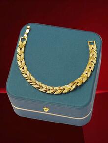 1 件优雅迪拜风格百搭镀金叶子手链，适合女性日常佩戴 - 金黃色 - 查看 14