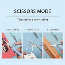 Pen Shaped Folding Scissors - Small Travel Scissors, Sewing Scissors, Creative Office Stationery Round Head Design Stainless Steel Scissors, Used For Unpacking, Paper Cuttings, Scrapbooks, Snack Slices, Fishing Hooks, Lead Slices, Cutting - Blue - View 5