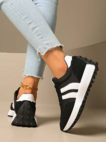 复古厚底运动鞋，加厚鞋面，适合跑步，女鞋 - 黑色 - 查看 5