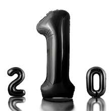 40 英寸黑色数字铝箔气球，大型聚酯数字气球，适用于生日派对装饰、结婚周年纪念活动装饰 - 黑色 - 查看 8