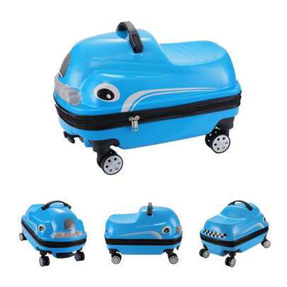 WWUIUIWW 20 Inch Cartoon Car Design Hard Shell Luggage Compartment - ABS+PC Shell, Universal Wheels And Iron Aluminum Pull Rod, 88.18 Pound Load-Bearing, Children's Travel Equipment