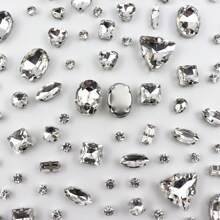 WENSIDUO Sew On Rhinestones 150 PCS Mixed Shapes Glass Rhinestones Sew On Crystal Gems Mental Flatback With Silver Claw For Jewelry Crafts Clothes Shoes Costume Garment White,Grandma Mothers Day Gift,Mother's Day - White - View 11