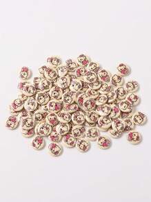 Sanrio 100pcs Hello, Kitty  15mm Wooden Buttons - Mixed Pack, Hello, Kitty Pattern, 2 Holes, Light Beige Natural Wooden Buttons For Sewing, Knitting, DIY Crafts And Clothing Accessories