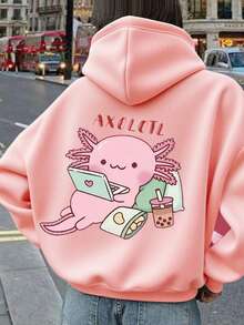 Tween Girls Casual Cartoon Animals Design Sports Girls Hoodies Girls Long Sleeve Hooded Sweatshirts Autumn And Winter Students - Pink - View 7